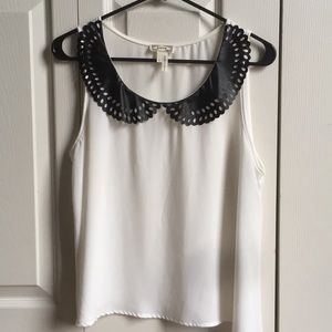 Sheer faux leather tank top